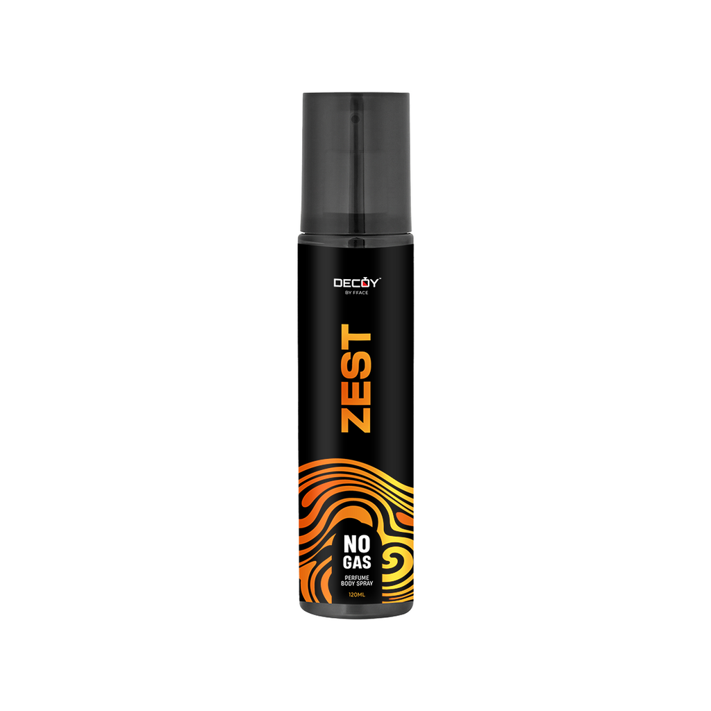 Decoy Luxury ZEST no gas perfume body spray 120ml front view