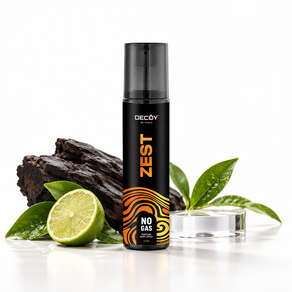 ZEST 120ml no gas body spray styled with citrus and wood