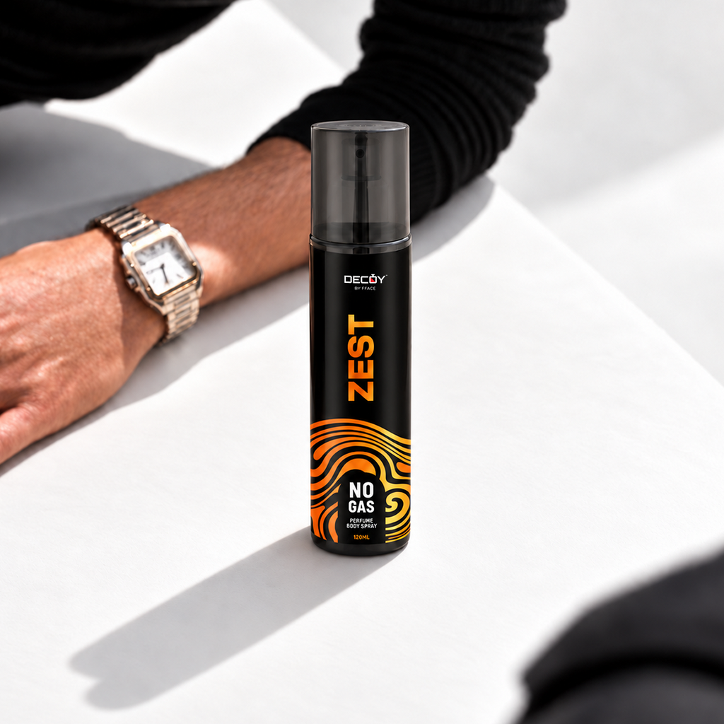 Decoy Luxury ZEST body spray lifestyle photograph
