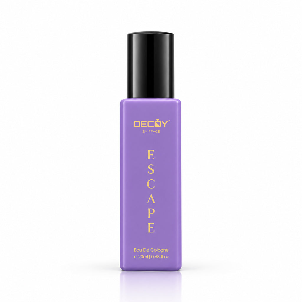 Decoy Escape 20ml Eau de Cologne purple bottle on a white background