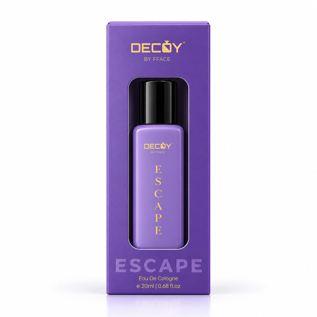 Decoy Escape 20ml Eau de Cologne in purple retail packaging