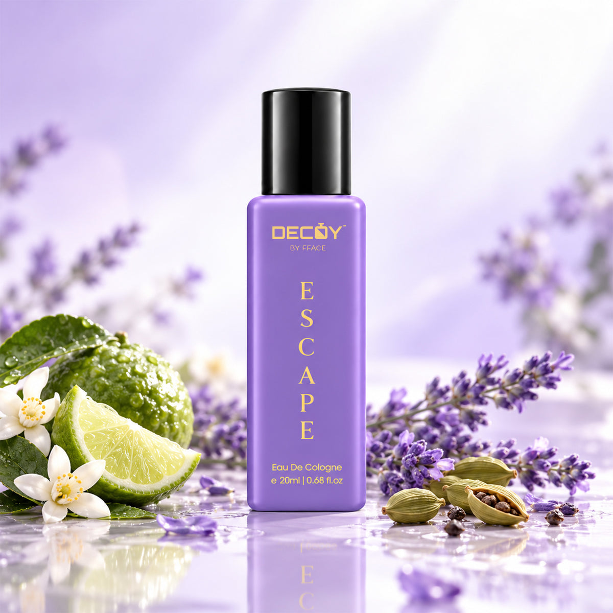 Decoy Escape bottle with citrus, lavender and cardamom
