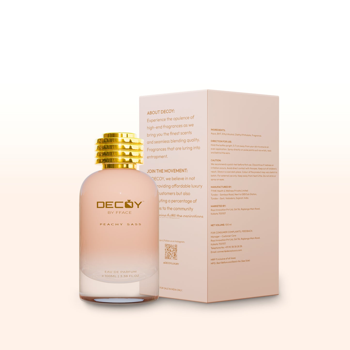 Decoy Luxury Peachy Sass True EDP Perfume for Women (100 ML) | 15% Oil Concentration