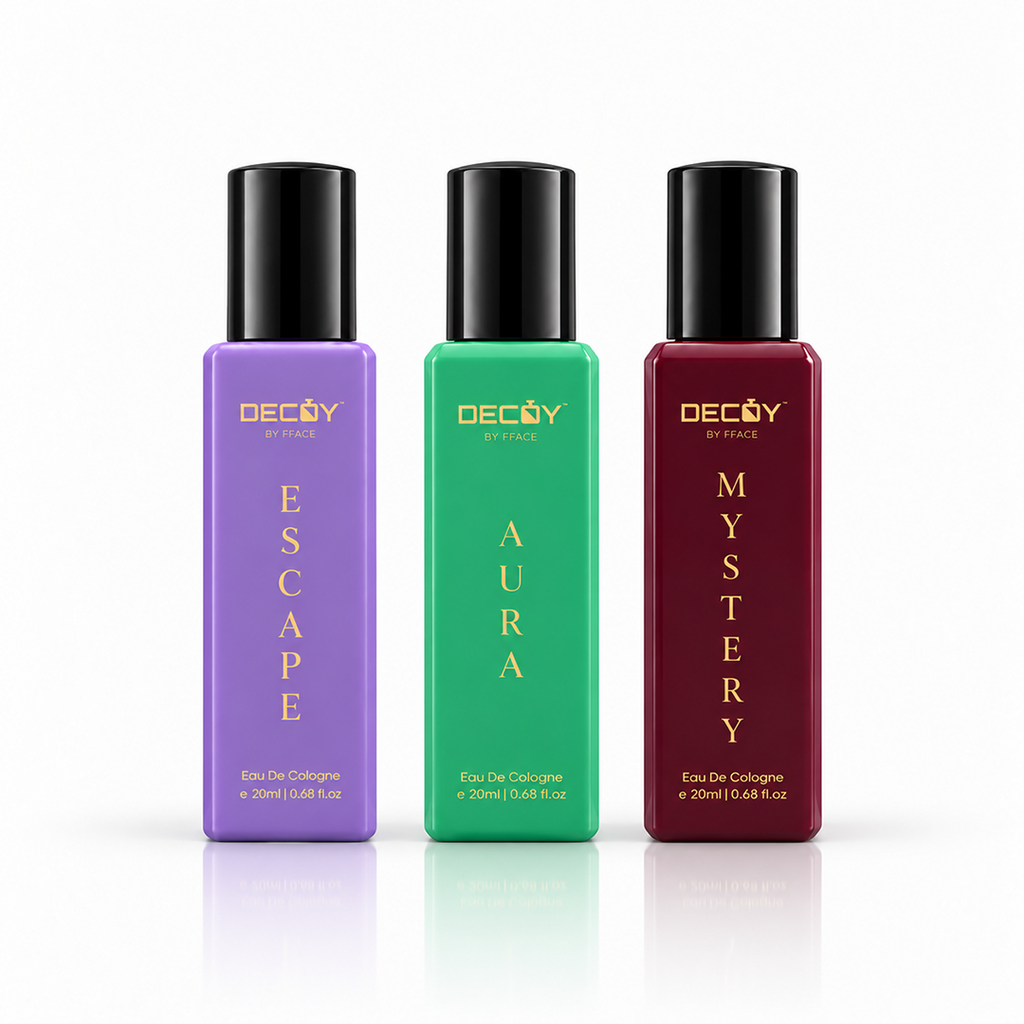Decoy Eau de Cologne Perfume Set 3 x 20ml | Escape, Aura & Mystery
