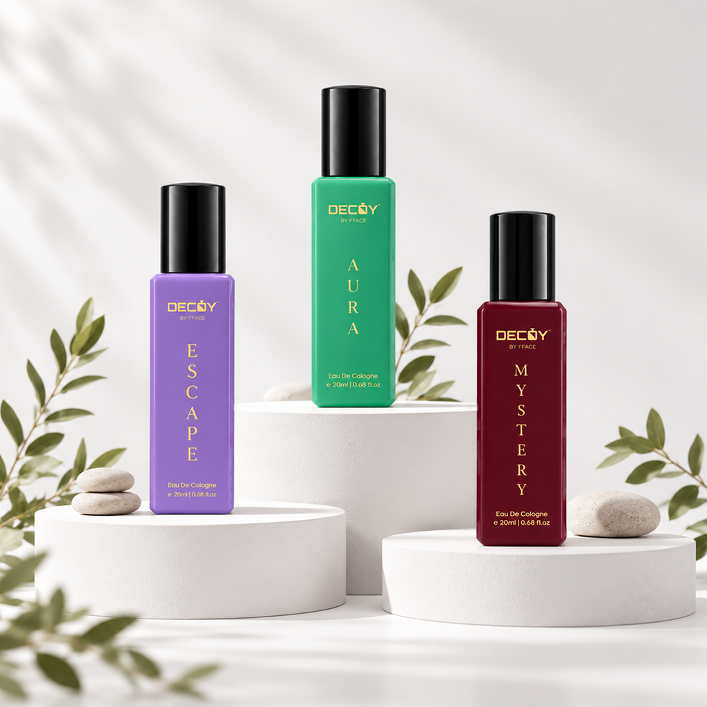 Decoy Eau de Cologne Perfume Set 3 x 20ml | Escape, Aura & Mystery