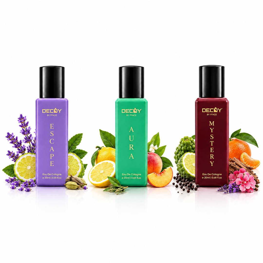 Decoy Eau de Cologne Perfume Set 3 x 20ml | Escape, Aura & Mystery