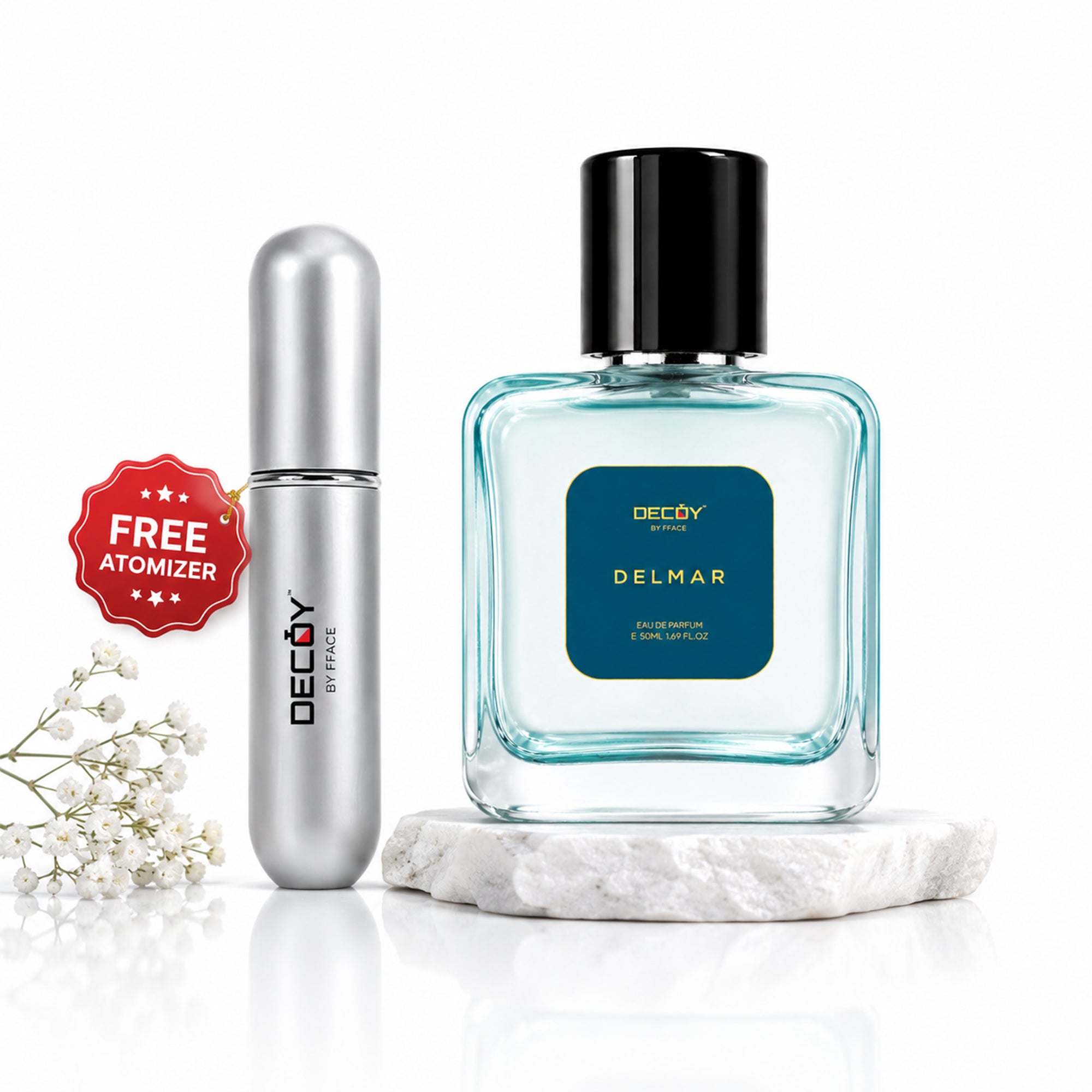 Delmar Pour Homme EDP 50ml | Men's Long-Lasting Perfume with Free Refillable 5ml Atomizer | 20% Oil Concentration