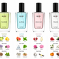 Four Decoy perfume bottles with top and base notes displayed below on a white background