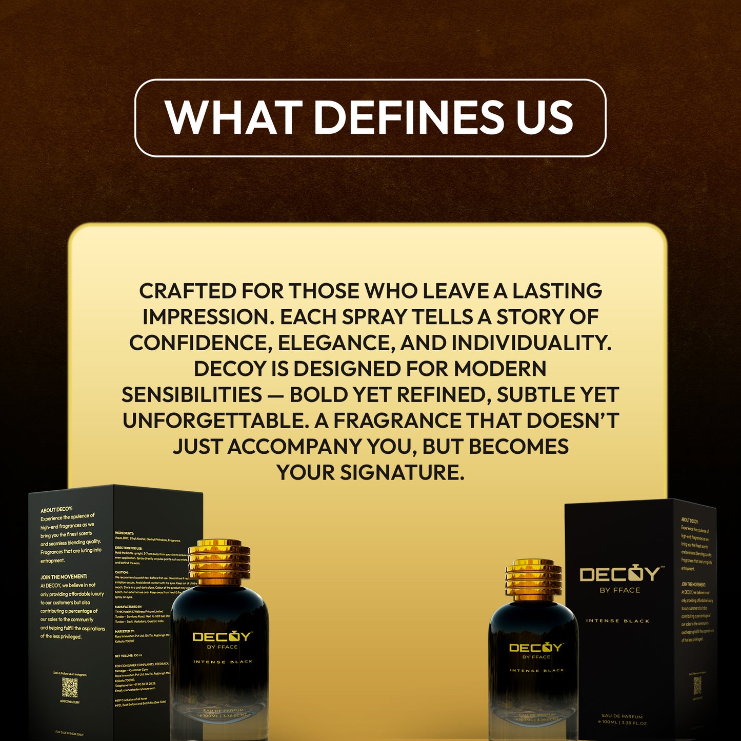 Decoy Luxury Intense Black True EDP Perfume for Men (100 ML) - 15% Oil Concentration | 8+ Hrs Long Lasting