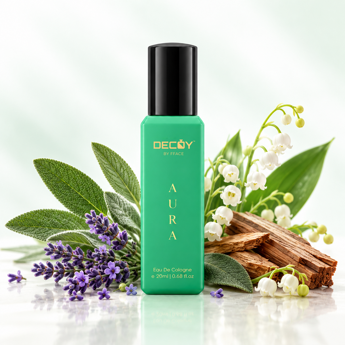 Decoy Aura bottle with lemon and peach