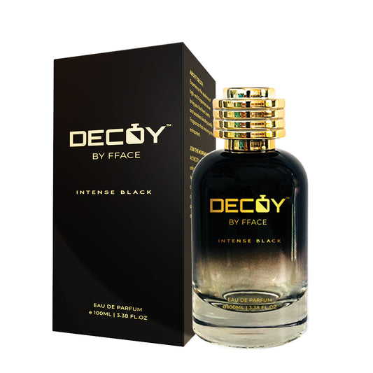 Decoy Intense Black 100ml perfume bottle and box black packaging spicy woody scent