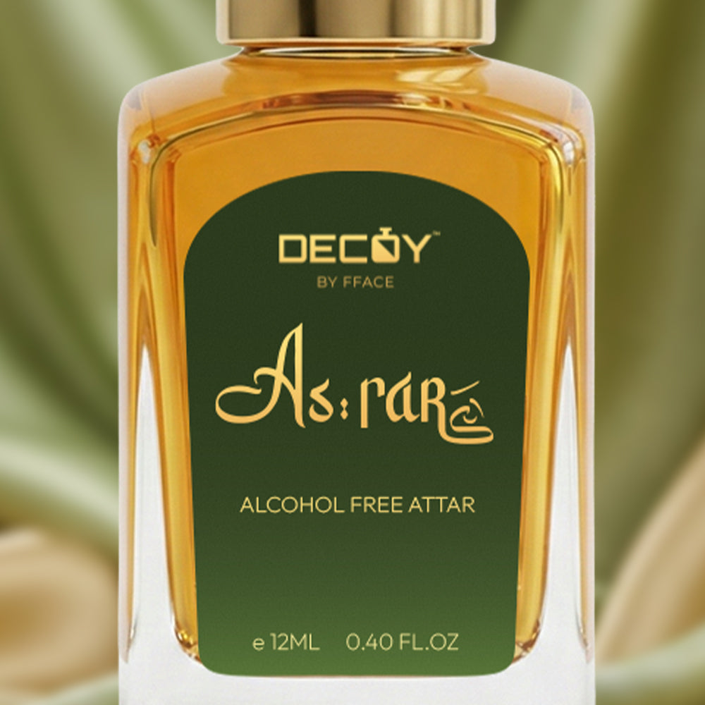 Decoy by Fface Asrar alcohol-free attar bottle with green label