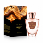 Decoy Oud Affair perfume bottle and packaging on a white background