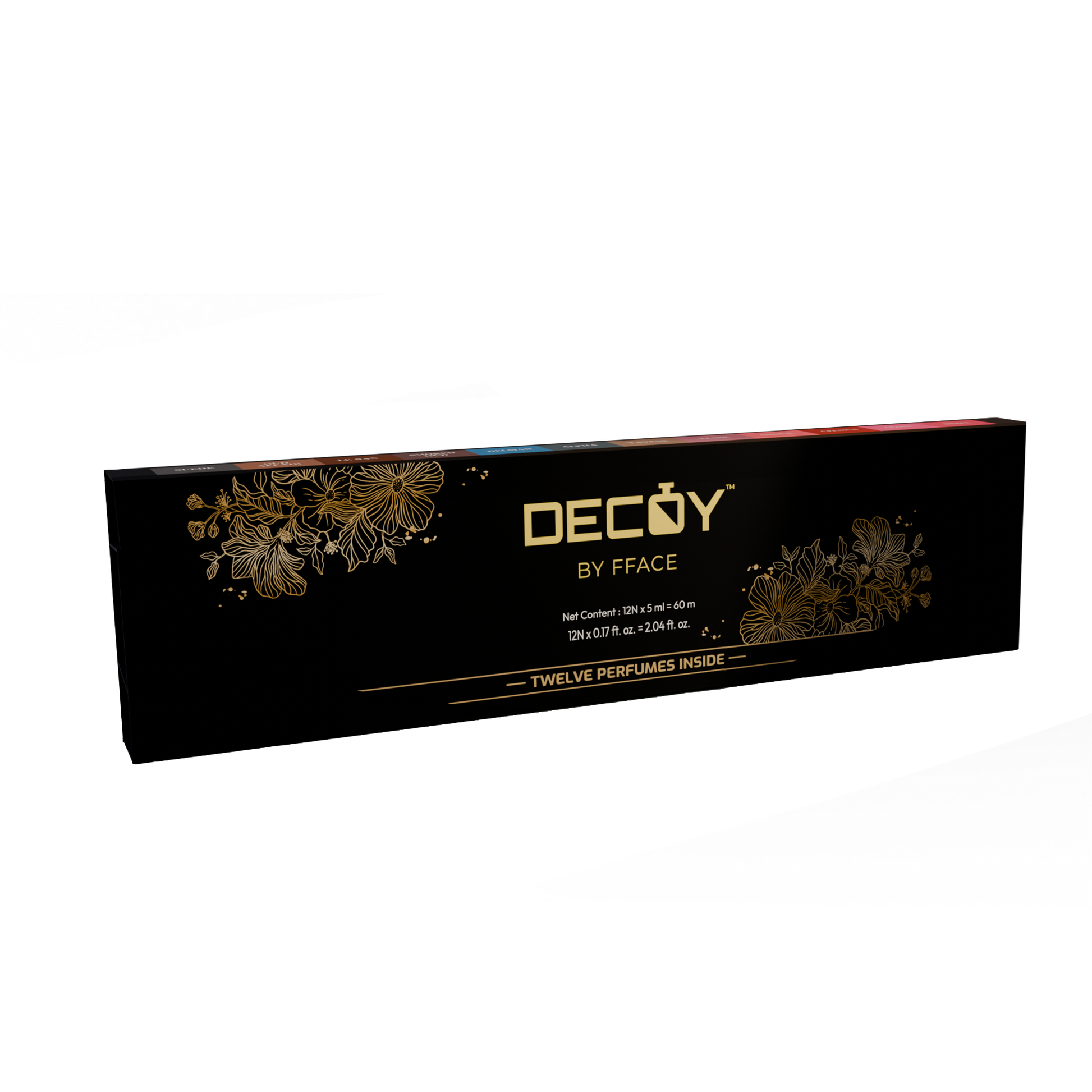 Decoy luxury perfume gift box packaging black and gold design