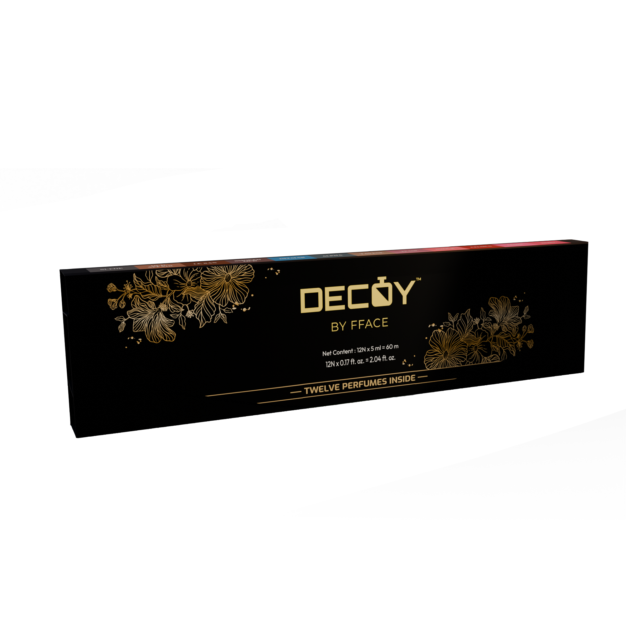 Decoy luxury perfume gift box packaging black and gold design