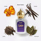 Decoy Zahoor alcohol-free attar with base notes of amber, vanilla, musk, and patchouli on a white background.