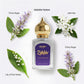 Decoy Attar Zahoor alcohol-free attar bottle with floral elements on a white background