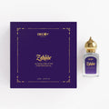 Decoy Luxury Zahoor Attar Oil, alcohol-free attar with purple packaging on a white background