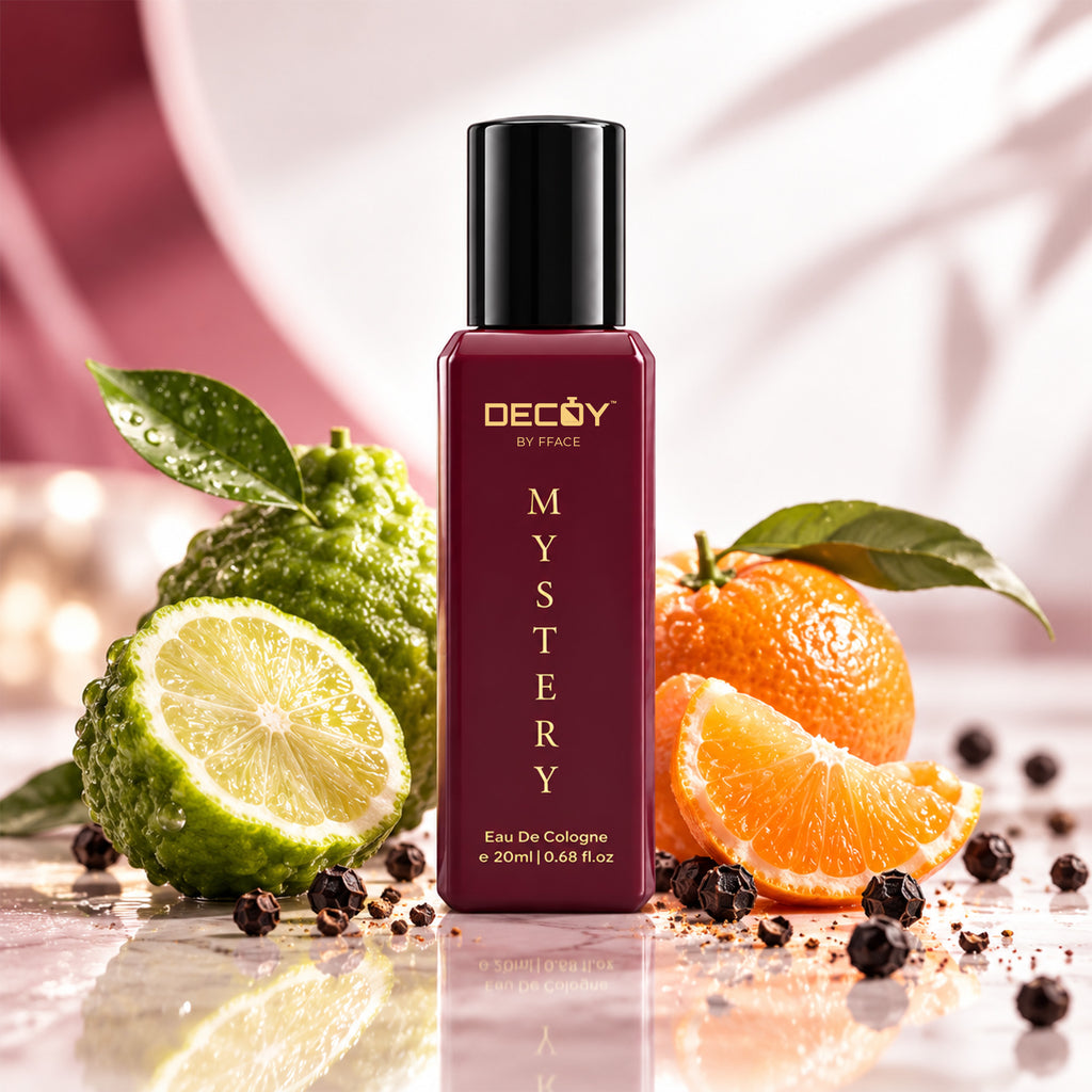 Decoy Mystery pocket perfume with bergamot, mandarin and pepper representing its top notes